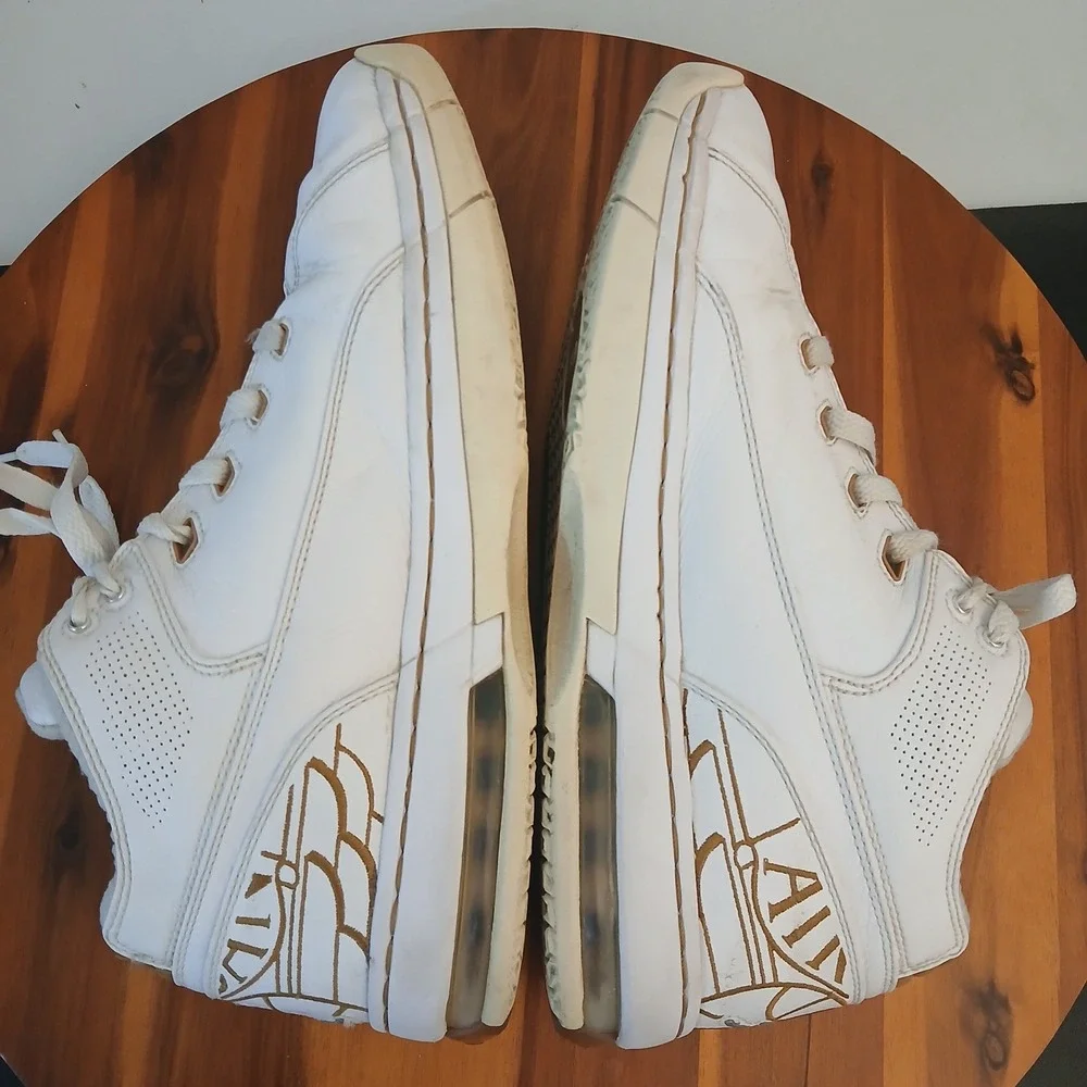 Nike Air Jordan 'O School Mens 10 White Metallic Gold Sneakers Shoes 317765-102